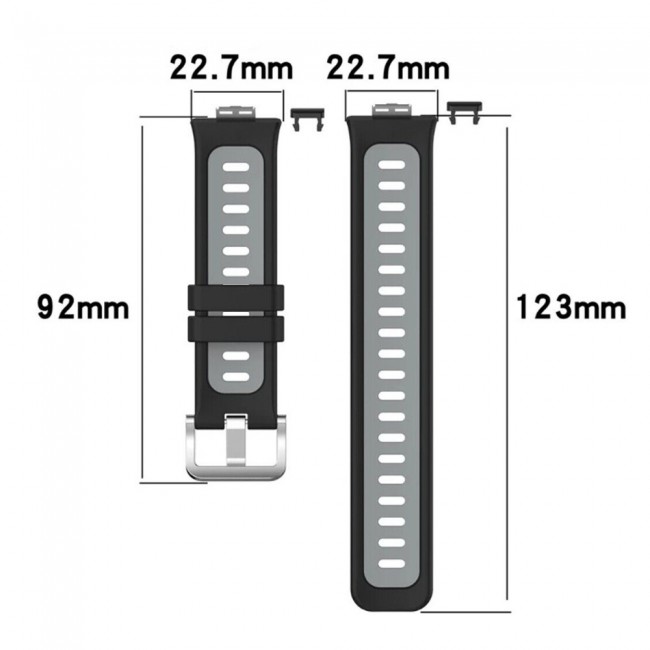 Huawei Watch Fit Silicone Strap Watchband Double Color Replacement Band Compatible with Huawei Fit Smart Watch Black/Grey