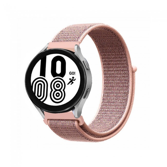 20mm Nylon Sport Watch Band for Samsung Galaxy Watch 4 and 4 Classic 40-44mm 42-46mm Henlein Series by Margoun - Pink Sand