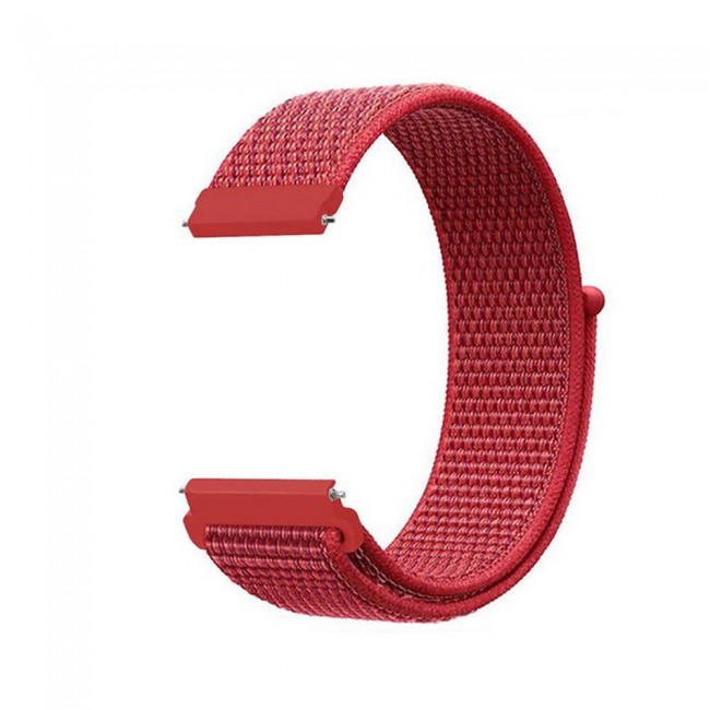 20mm Nylon Sport Watch Band for Samsung Galaxy Watch 4 and 4 Classic 40-44mm 42-46mm Henlein Series by Margoun - Hibiscus Red