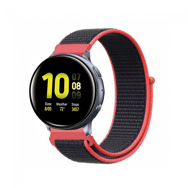 20mm Nylon Sport Watch Band for Active and Active 2 40-44mm Henlein Series by Margoun - Red Black