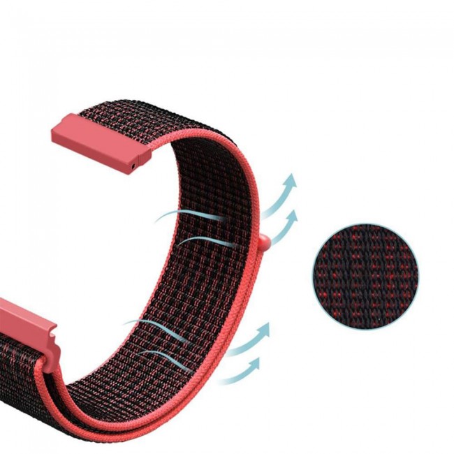 20mm Nylon Sport Watch Band for Active and Active 2 40-44mm Henlein Series by Margoun - Red Black