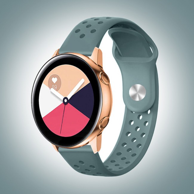 20mm Silicone Nike Design Band for Galaxy Watch Active and Active 2 40-44mm Henlein Series by Margoun - Green Grey