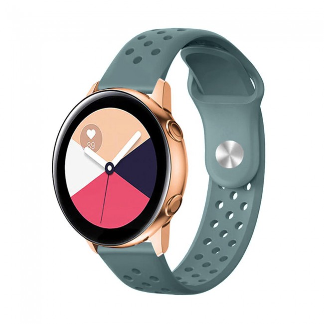 20mm Silicone Nike Design Band for Galaxy Watch Active and Active 2 40-44mm Henlein Series by Margoun - Green Grey