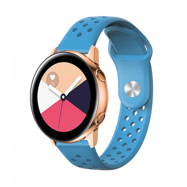 20mm Silicone Nike Design Band for Galaxy Watch Active and Active 2 40-44mm Henlein Series by Margoun - Sky Blue