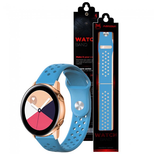 20mm Silicone Nike Design Band for Galaxy Watch Active and Active 2 40 44mm Henlein Series by Margoun Sky Blue