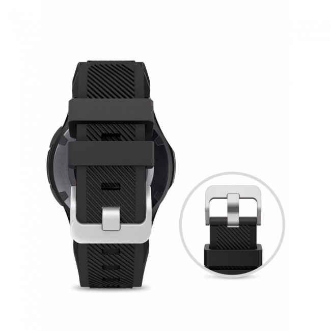 20mm Textured Silicone Watch Band for Active and Active 2 40-44mm Henlein Series by Margoun - Black