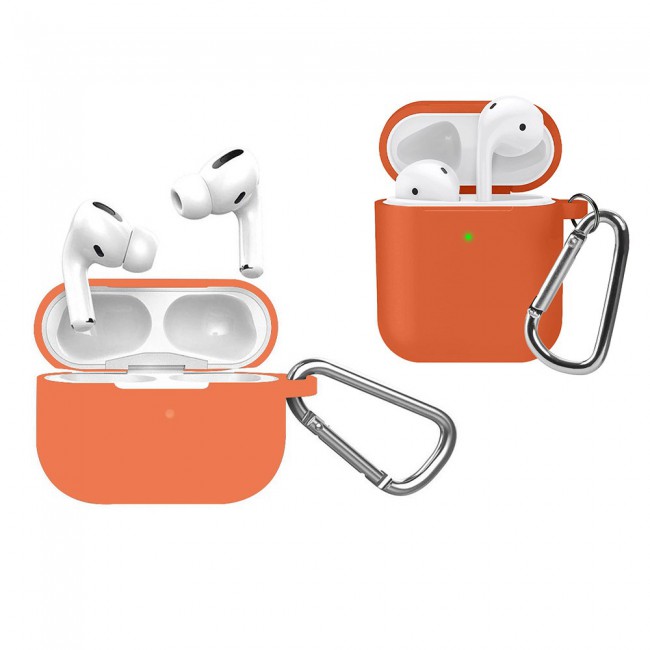 2Pack Airpods and Airpods Pro Silicone Case Cover with Carabiner by Margoun - Peach