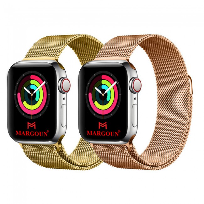 2Pack Apple Watch Band 38-40-41mm Magnetic Milanese Strap by Margoun – Gold Rose Gold