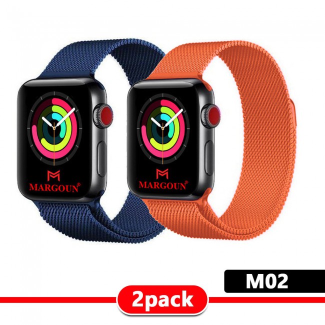 2Pack Apple Watch Band 42-44-45mm Milanese Loop Strap By Margoun M01-M10