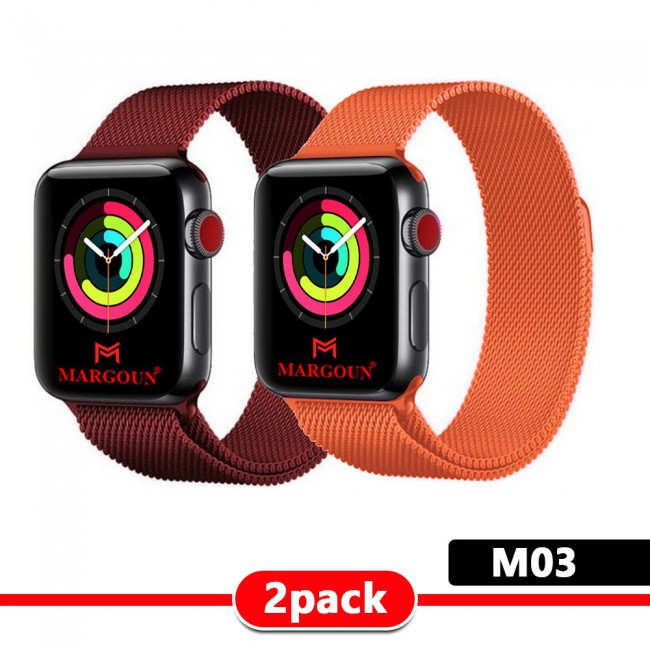 2Pack Apple Watch Band 42-44-45mm Milanese Loop Strap By Margoun M01-M10
