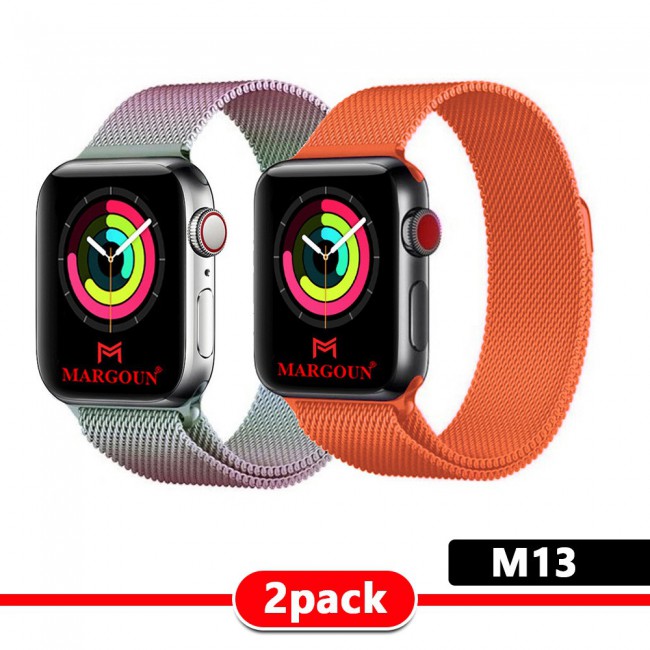 2Pack Apple Watch Band 42-44-45mm Milanese Loop Strap By Margoun M11-M20