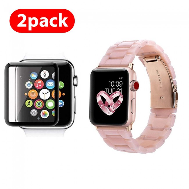 2Pack Apple Watch Band Resin Strap with 3D Screen Protector 44mm