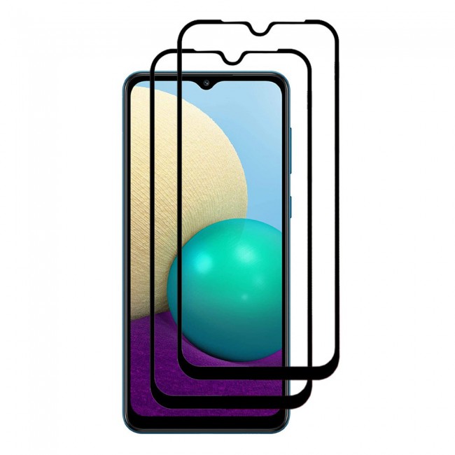 2Pack Samsung Galaxy A02 Tempered 3D Glass Super Shieldz Screen Protector by Margoun - Black Frame