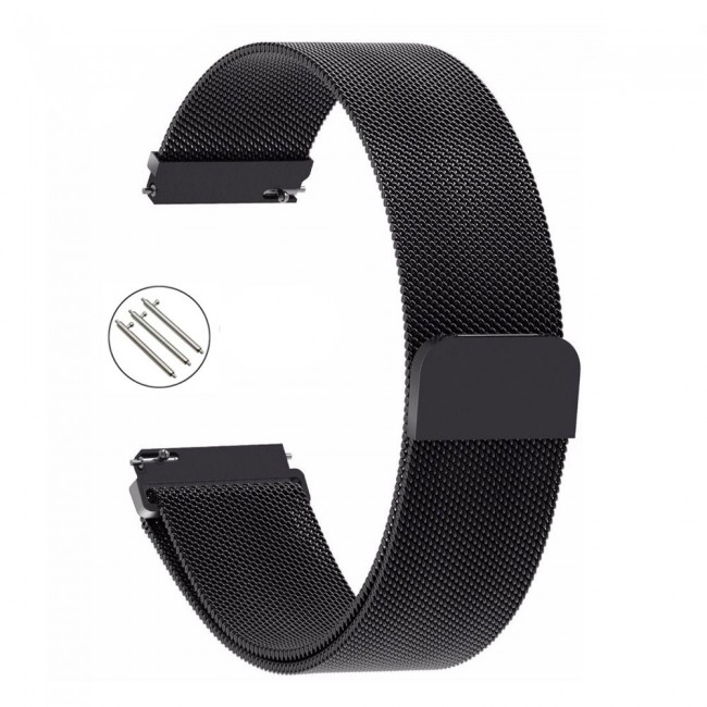 2Pack 20mm Samsung Galaxy Watch Active and Active 2 Milanese Band 40 - 44mm Henlein Series by Margoun - Black