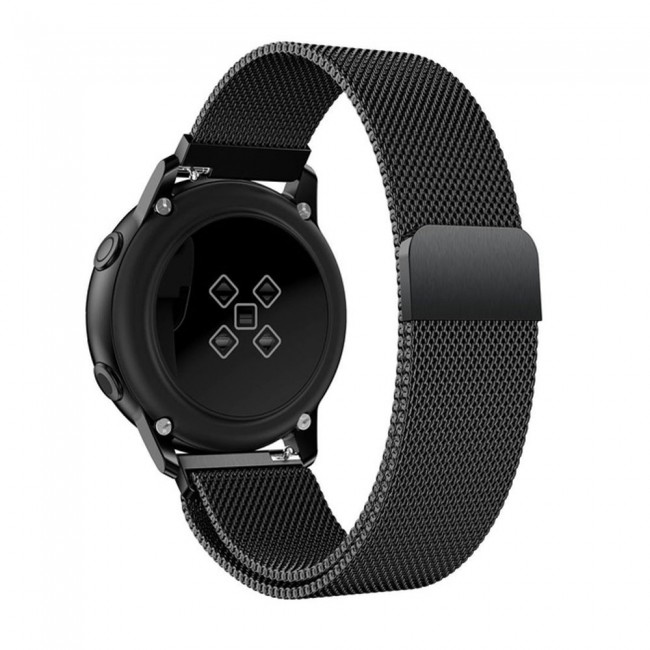2Pack 20mm Samsung Galaxy Watch Active and Active 2 Milanese Band 40 - 44mm Henlein Series by Margoun - Silver Black