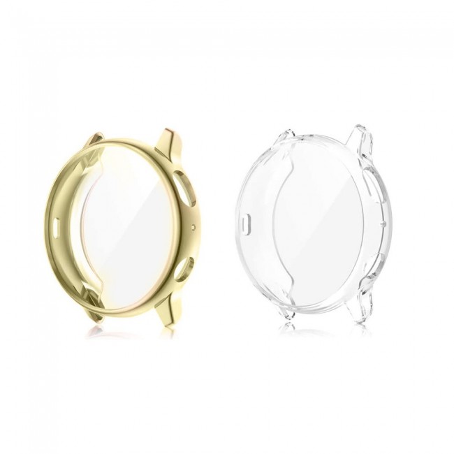 2Pack Margoun Case for Samsung Galaxy Watch Active 2 44mm - Gold Clear