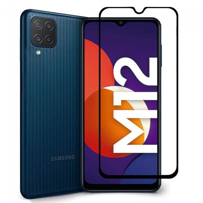2Pack Samsung Galaxy M12 Tempered 3D Glass Super Shieldz Screen Protector by Margoun - Black Frame