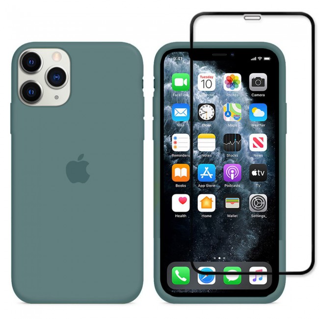2Pack Margoun Silicone Case Cover with 3D Screen Protector for iPhone 12 Pro Max - Cactus Green