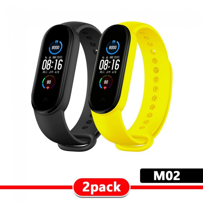 2Pack Xiaomi Mi Band 5 and Mi Band 6 Replacement Silicone Band - Multi Colors