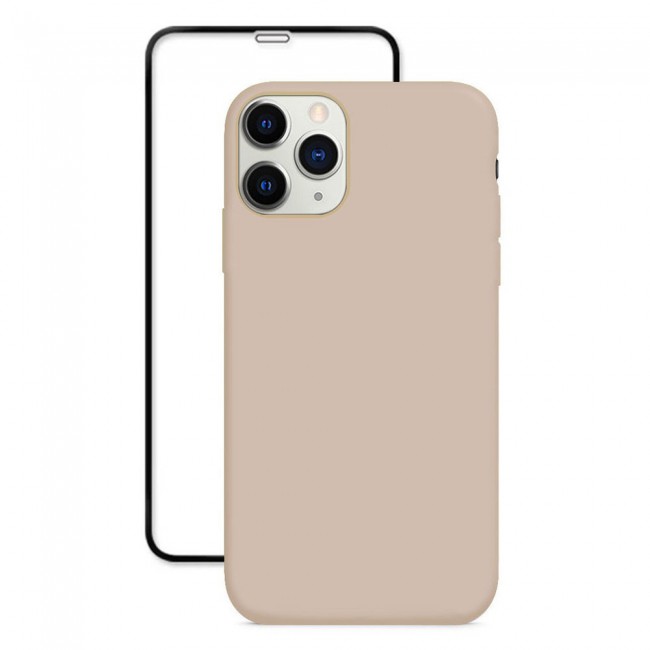 Margoun 2Pack Apple iPhone 12 Pro Max Silicone Case Cover and 3D Screen Protector - Beige