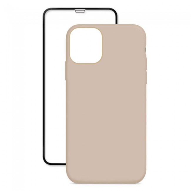 Margoun 2Pack Apple iPhone 12 Pro Max Silicone Case Cover and 3D Screen Protector - Beige