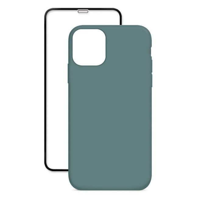 Margoun 2Pack Apple iPhone 12 Pro Max Silicone Case Cover and 3D Screen Protector - Cactus Green