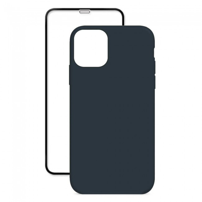 Margoun 2Pack Apple iPhone 12 Pro Max Silicone Case Cover and 3D Screen Protector - Dark Blue