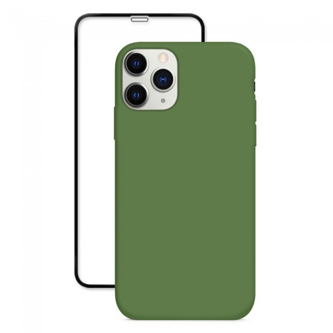 Margoun 2Pack Apple iPhone 12 Pro Max Silicone Case Cover and 3D Screen Protector - Green