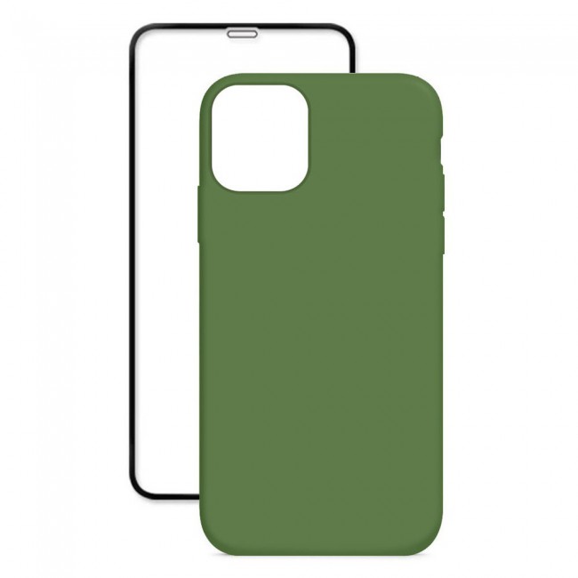 Margoun 2Pack Apple iPhone 12 Pro Max Silicone Case Cover and 3D Screen Protector - Green