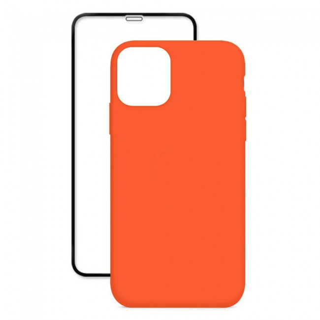 Margoun 2Pack Apple iPhone 12 Pro Max Silicone Case Cover and 3D Screen Protector - Orange