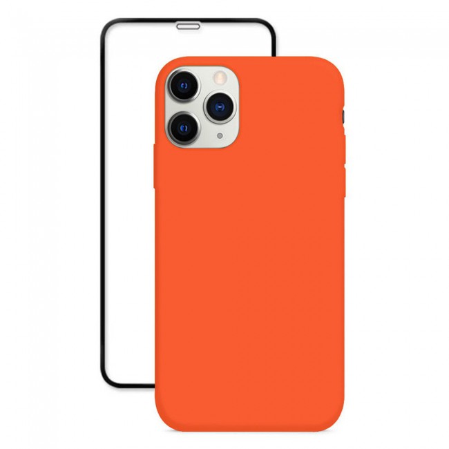 Margoun 2Pack Apple iPhone 12 Pro Max Silicone Case Cover and 3D Screen Protector - Orange
