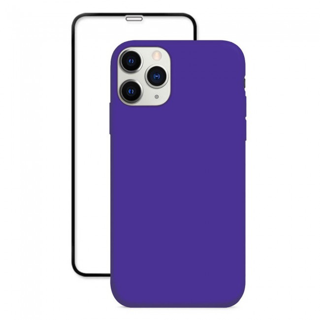 Margoun 2Pack Apple iPhone 12 Pro Max Silicone Case Cover and 3D Screen Protector - Purple