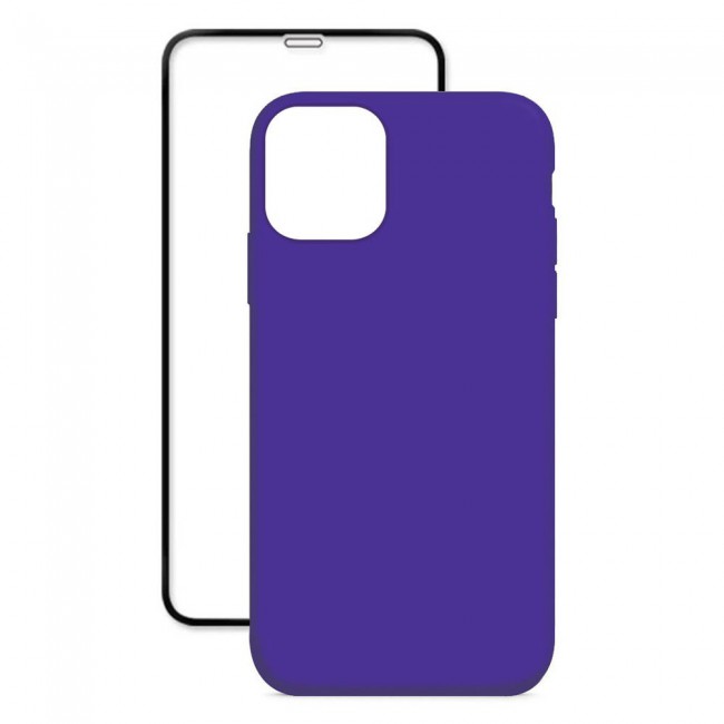 Margoun 2Pack Apple iPhone 12 Pro Max Silicone Case Cover and 3D Screen Protector - Purple