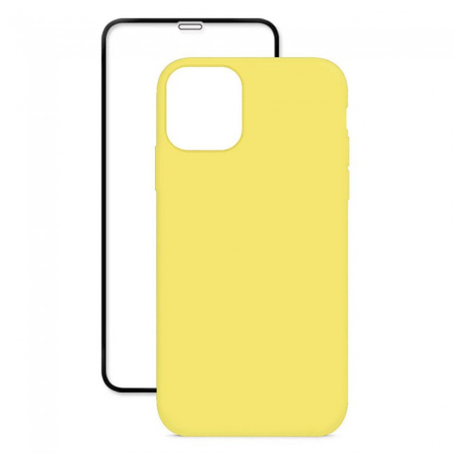 Margoun 2Pack Apple iPhone 12 Pro Max Silicone Case Cover and 3D Screen Protector - Yellow