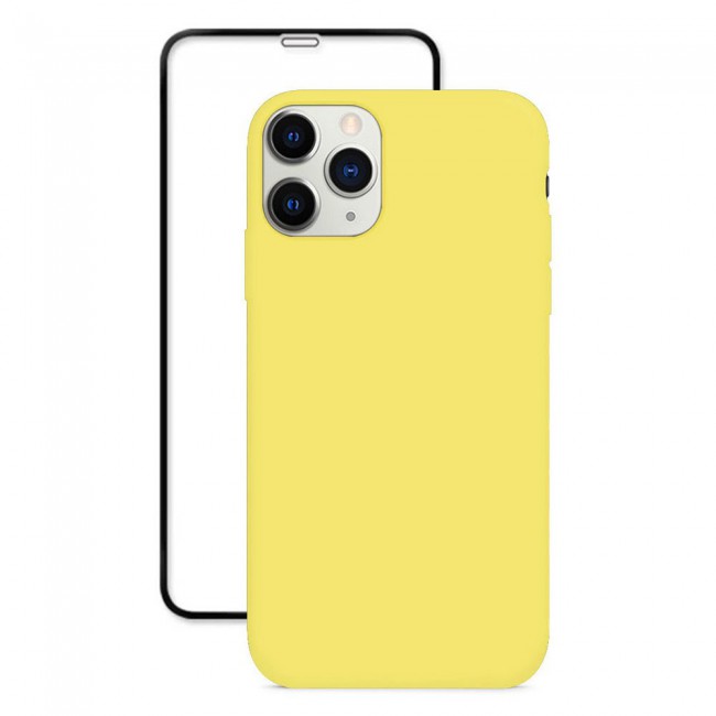 Margoun 2Pack Apple iPhone 12 Pro Max Silicone Case Cover and 3D Screen Protector - Yellow