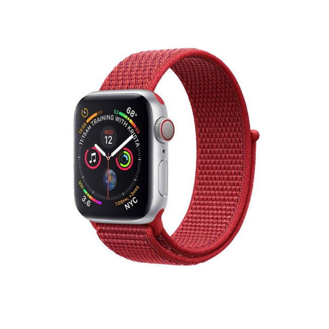 Apple Watch Band 42-44-45mm Fine Woven Nylon Sport Strap Henlein Series by Margoun - 2-Pack Black and Red