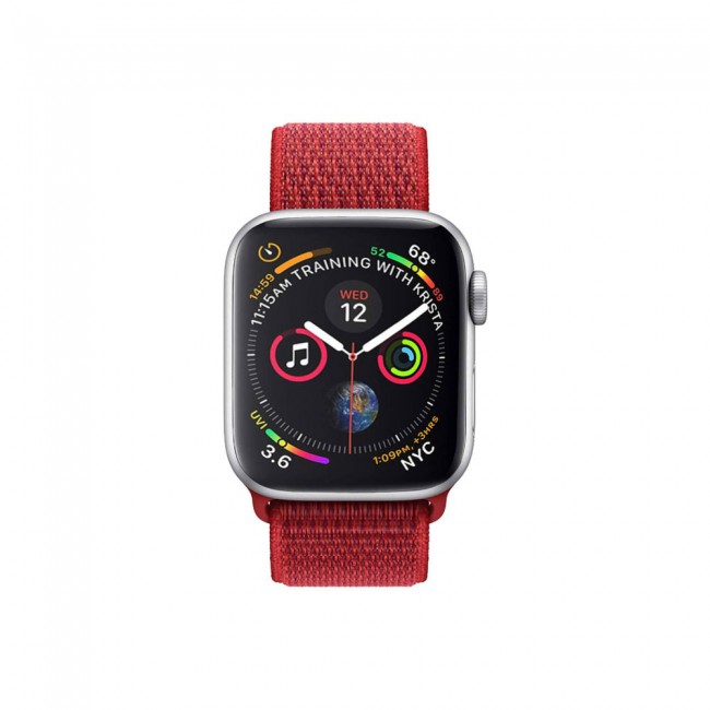Apple Watch Band 42-44-45mm Fine Woven Nylon Sport Strap Henlein Series by Margoun - 2-Pack Black and Red