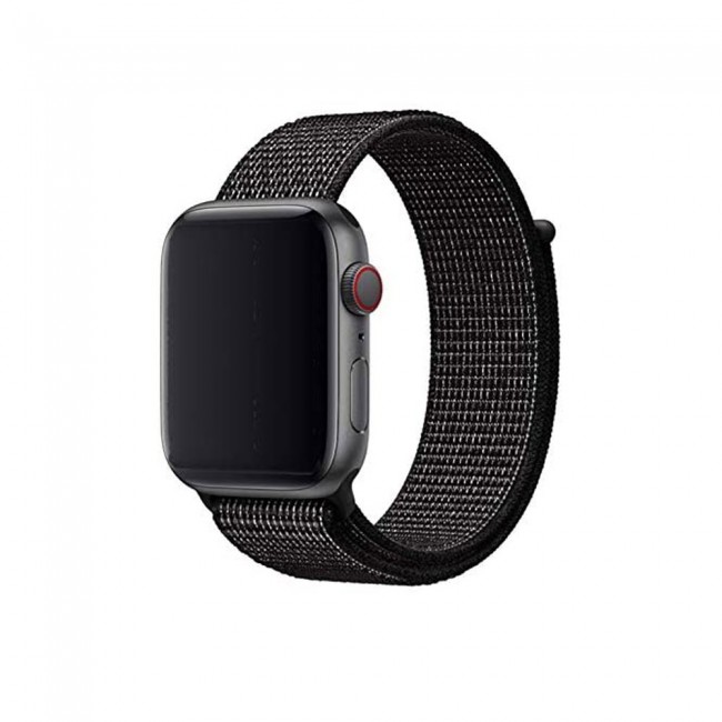 Apple Watch Band 42-44-45mm Fine Woven Nylon Sport Strap Henlein Series by Margoun - 2-Pack Silver and Black