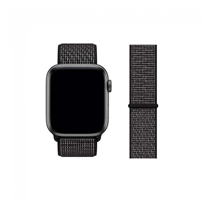 Apple Watch Band 42-44-45mm Fine Woven Nylon Sport Strap Henlein Series by Margoun - 2-Pack Silver and Black
