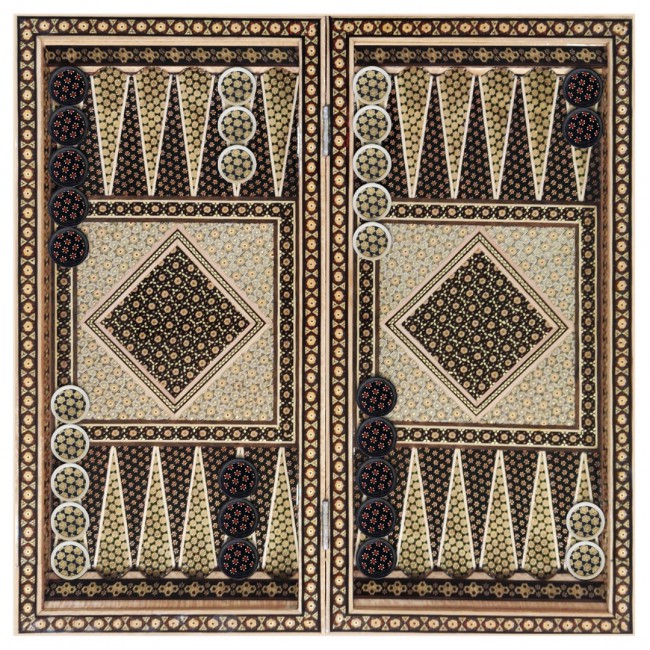 MARGOUN Handmade Chess Board and Backgammon Decorative Chess Gift Wooden Backgammon Set Khatam Chess /Brown