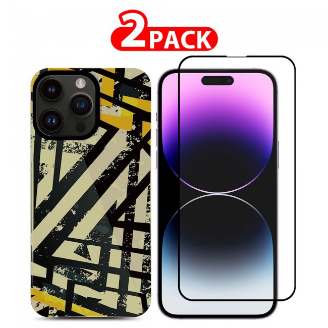 MARGOUN 2 Packs For iPhone 14 Pro Max Case and Screen Protector Flower Graphic Hd Patterned Cover -J5