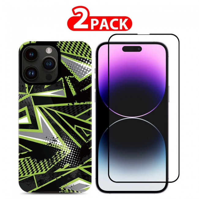 MARGOUN 2 Packs For iPhone 14 Pro Max Case and Screen Protector Flower Graphic Hd Patterned Cover -J6