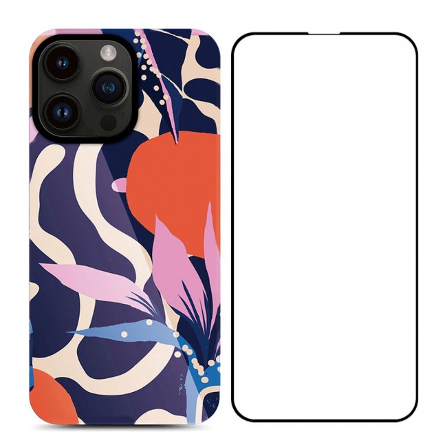MARGOUN 2 Packs For iPhone 14 Pro Max Case and Screen Protector Flower Graphic Hd Patterned Cover -J1