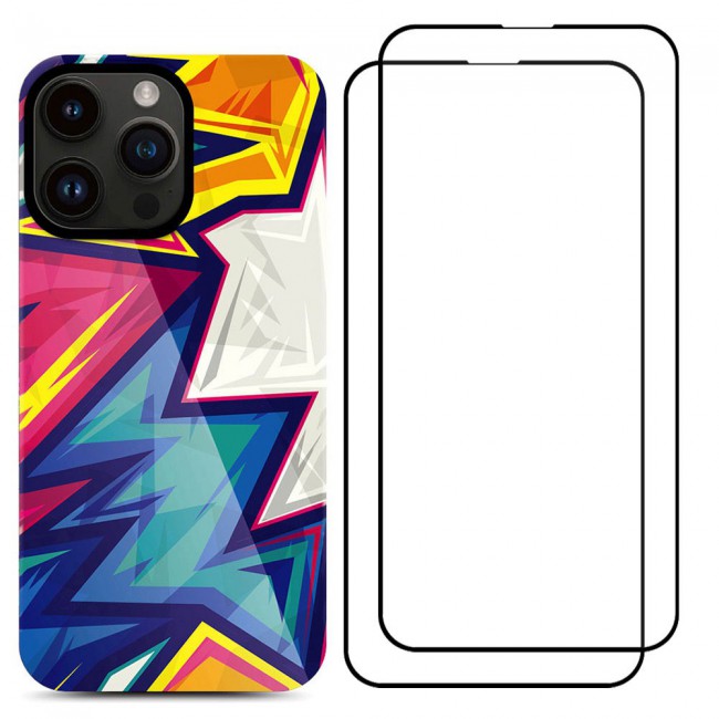 MARGOUN 3 Packs For iPhone 14 Pro Max Case and Screen Protectors Flower Graphic Hd Patterned Cover -B4