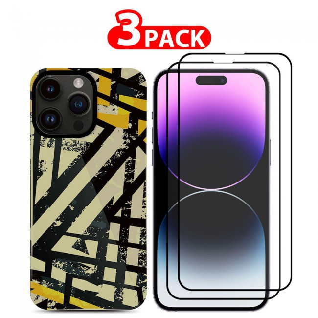 MARGOUN 3 Packs For iPhone 14 Pro Max Case and Screen Protectors Flower Graphic Hd Patterned Cover -B5