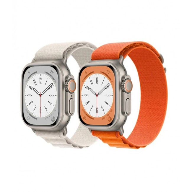 Apple Watch Alpine Loop Band 49mm/45mm/44mm Nylon Woven Sport Strap Compatible with iWatch Series 8/Ultra/7/SE/6/5/4/3/2/1 Orange/White