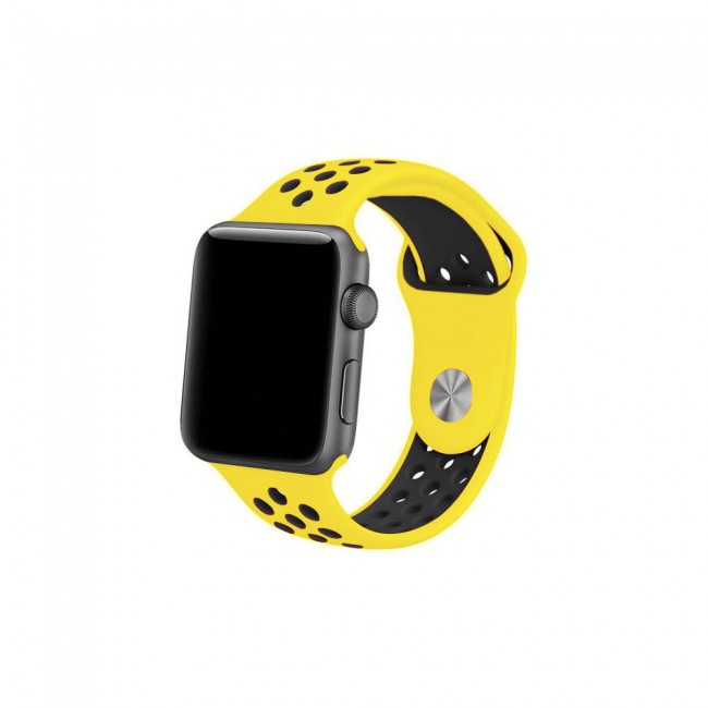 Apple Watch Band 38-40-41mm Silicone Nike Design Strap Henlein Series by Margoun - Yellow Black