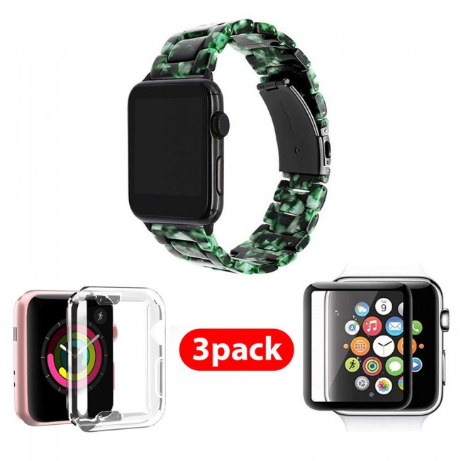 3Pack Apple Watch Band Resin Strap with TPU Protective Cover and