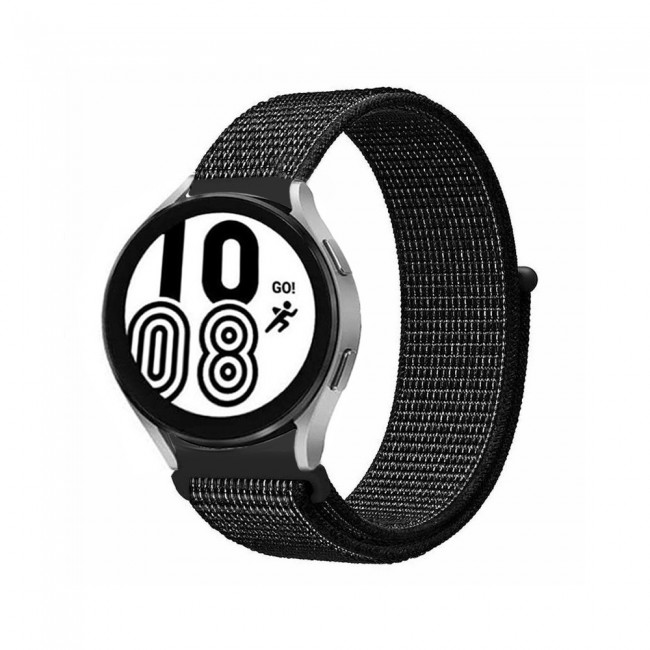 20mm Nylon Sport Band for Samsung Galaxy Watch 4 and 4 Classic 40-44mm 42-46mm Henlein Series by Margoun - Black White