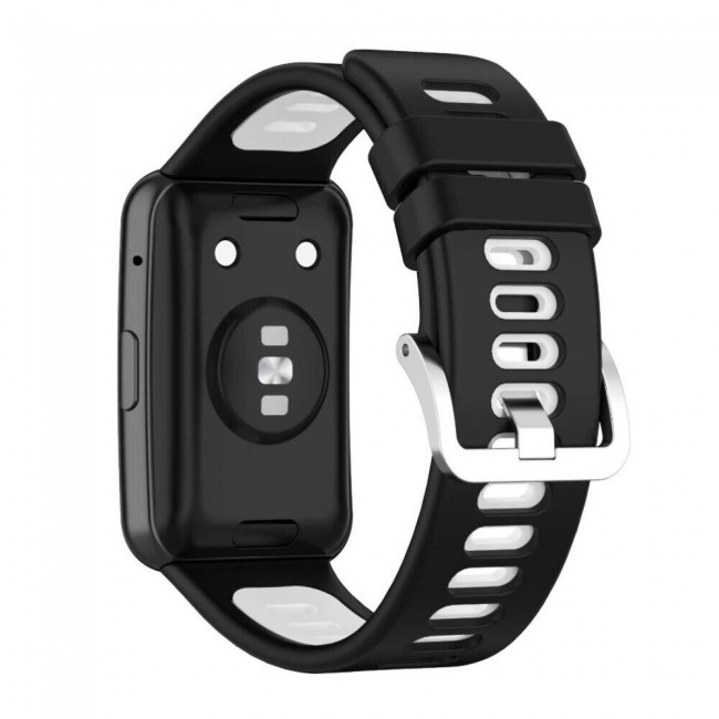 Huawei Watch Fit Silicone Strap Watchband Double Color Replacement Band Compatible with Huawei Fit Smart Watch Black/White